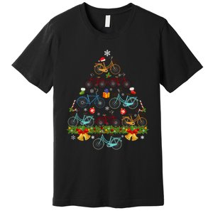 Bicycle Christmas Tree Santa Hat Lights Sweater Xmas Long Sleeve Premium T-Shirt