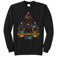 Bicycle Christmas Tree Santa Hat Lights Sweater Xmas Long Sleeve Tall Sweatshirt