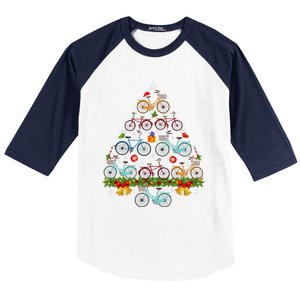 Bicycle Christmas Tree Santa Hat Lights Sweater Xmas Long Sleeve Baseball Sleeve Shirt