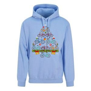 Bicycle Christmas Tree Santa Hat Lights Sweater Xmas Long Sleeve Unisex Surf Hoodie