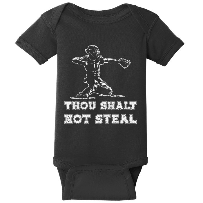 Baseball Catcher Thou Shalt Not Steal Religious Quote Sport Baby Bodysuit