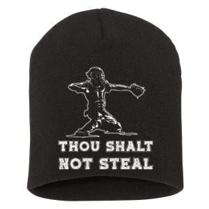 Baseball Catcher Thou Shalt Not Steal Religious Quote Sport Short Acrylic Beanie