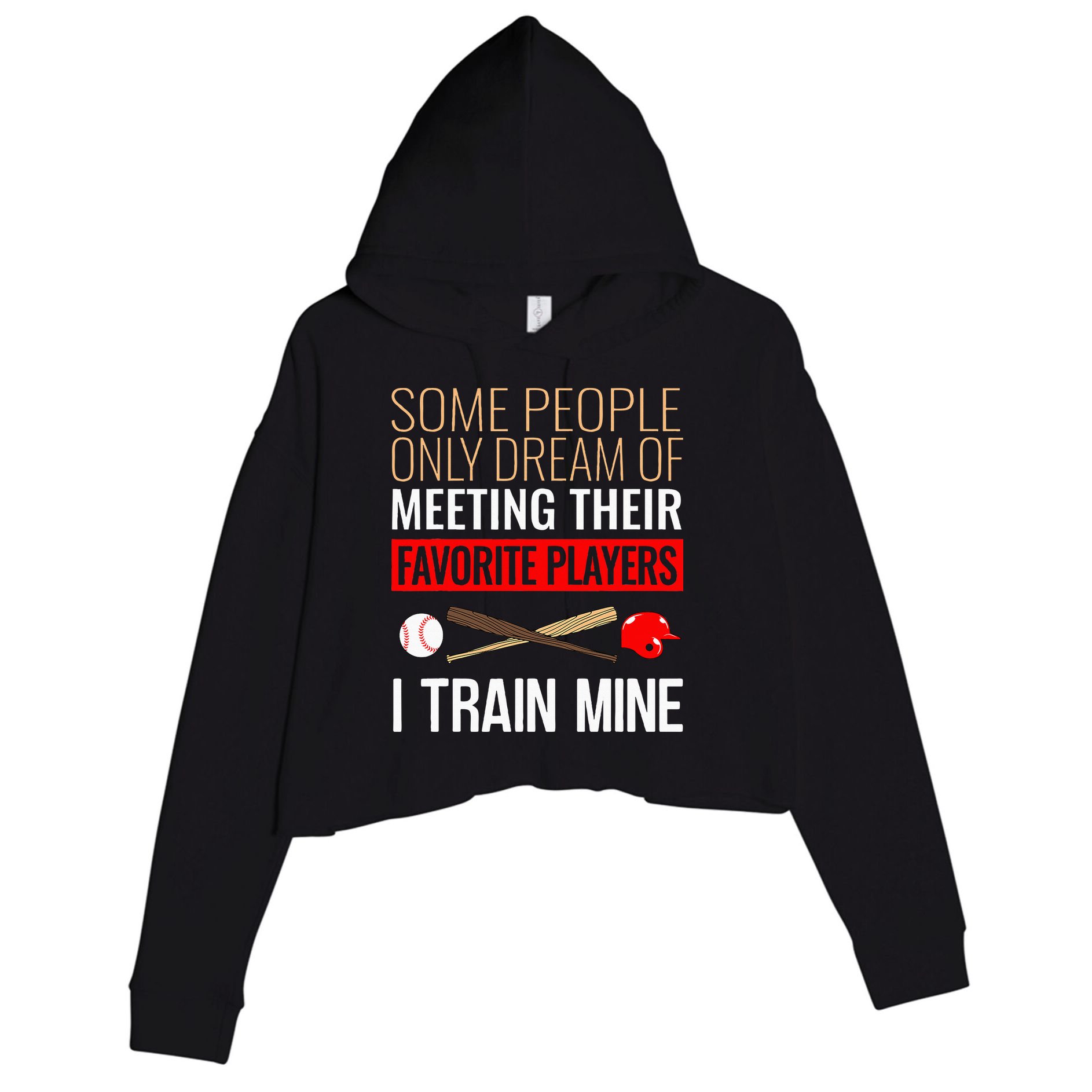 Baseball Coach Trainer Bat And Ball Sports Lover Quote Crop Fleece Hoodie
