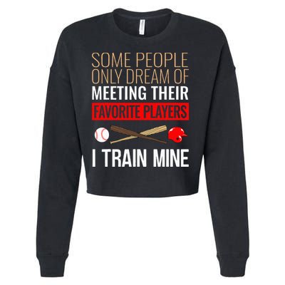 Baseball Coach Trainer Bat And Ball Sports Lover Quote Cropped Pullover Crew