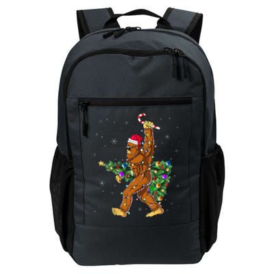 Bigfoot Christmas Tree Lights Sasquatch Lovers Daily Commute Backpack