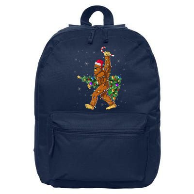 Bigfoot Christmas Tree Lights Sasquatch Lovers 16 in Basic Backpack