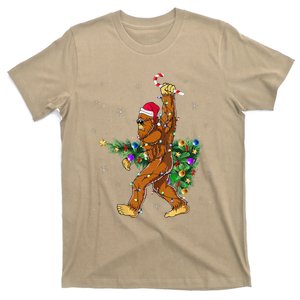 Bigfoot Christmas Tree Lights Sasquatch Lovers T-Shirt