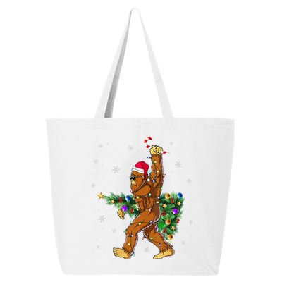 Bigfoot Christmas Tree Lights Sasquatch Lovers 25L Jumbo Tote