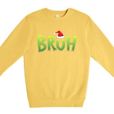 Bruh Christmas Teens Funny Christmas Humor Meme Premium Crewneck Sweatshirt