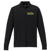 Bruh Christmas Teens Funny Christmas Humor Meme Performance Long Sleeve Polo