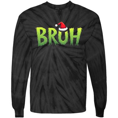 Bruh Christmas Teens Funny Christmas Humor Meme Tie-Dye Long Sleeve Shirt