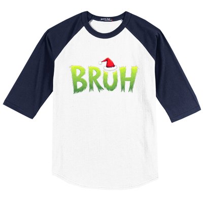 Bruh Christmas Teens Funny Christmas Humor Meme Baseball Sleeve Shirt