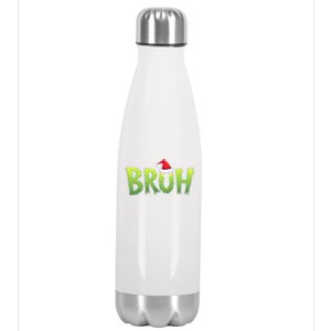 Bruh Christmas Teens Funny Christmas Humor Meme Stainless Steel Insulated Water Bottle