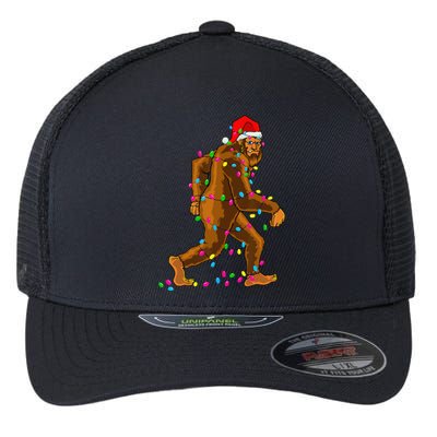 Bigfoot Christmas Tree Lights Xmas Funny Sasquatch Lovers Flexfit Unipanel Trucker Cap