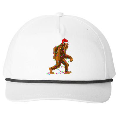 Bigfoot Christmas Tree Lights Xmas Funny Sasquatch Lovers Snapback Five-Panel Rope Hat