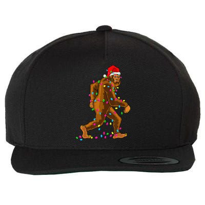 Bigfoot Christmas Tree Lights Xmas Funny Sasquatch Lovers Wool Snapback Cap