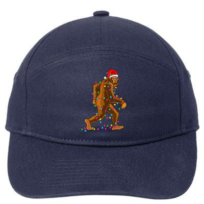 Bigfoot Christmas Tree Lights Xmas Funny Sasquatch Lovers 7-Panel Snapback Hat