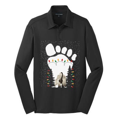 Bigfoot Christmas Tree Lights Sasquatch Loch Ness Nessie Pj Silk Touch Performance Long Sleeve Polo