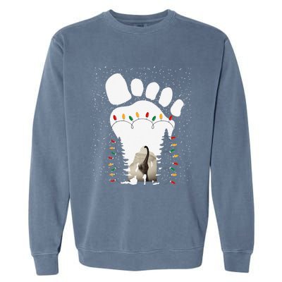 Bigfoot Christmas Tree Lights Sasquatch Loch Ness Nessie Pj Garment-Dyed Sweatshirt