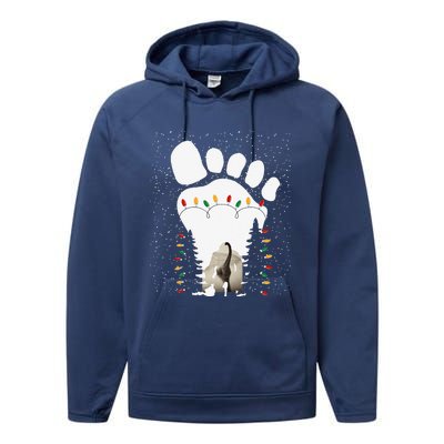 Bigfoot Christmas Tree Lights Sasquatch Loch Ness Nessie Pj Performance Fleece Hoodie