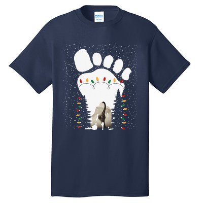 Bigfoot Christmas Tree Lights Sasquatch Loch Ness Nessie Pj Tall T-Shirt