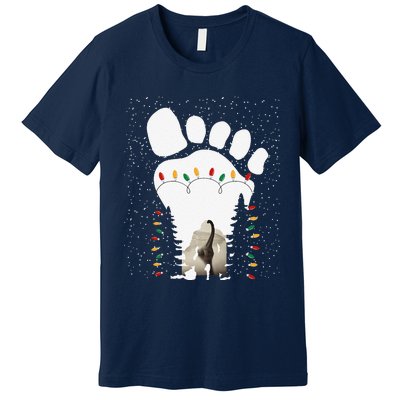 Bigfoot Christmas Tree Lights Sasquatch Loch Ness Nessie Pj Premium T-Shirt