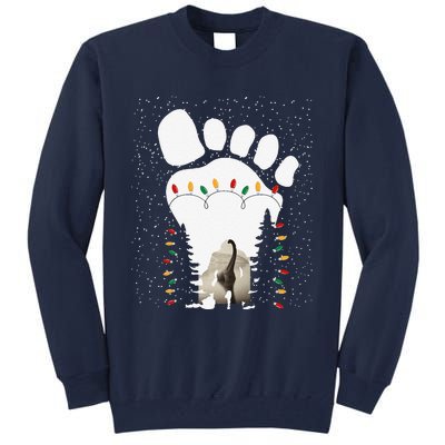 Bigfoot Christmas Tree Lights Sasquatch Loch Ness Nessie Pj Tall Sweatshirt