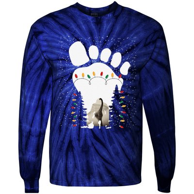 Bigfoot Christmas Tree Lights Sasquatch Loch Ness Nessie Pj Tie-Dye Long Sleeve Shirt