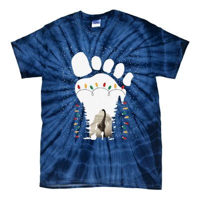 Bigfoot Christmas Tree Lights Sasquatch Loch Ness Nessie Pj Tie-Dye T-Shirt