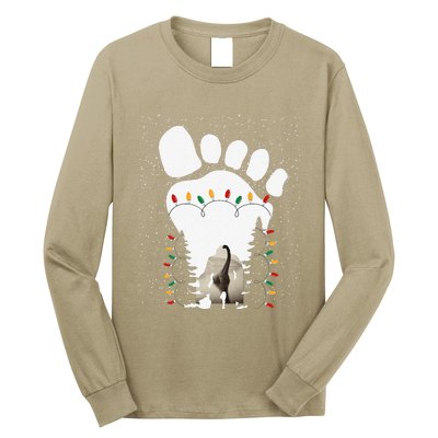 Bigfoot Christmas Tree Lights Sasquatch Loch Ness Nessie Pj Long Sleeve Shirt