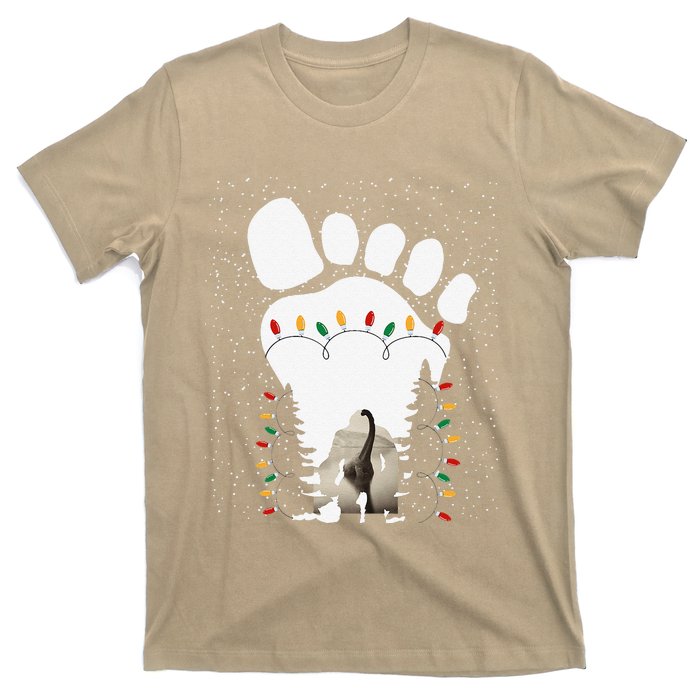 Bigfoot Christmas Tree Lights Sasquatch Loch Ness Nessie Pj T-Shirt