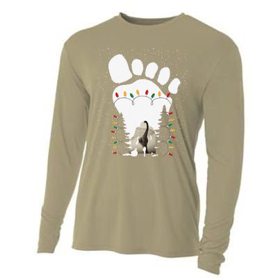 Bigfoot Christmas Tree Lights Sasquatch Loch Ness Nessie Pj Cooling Performance Long Sleeve Crew