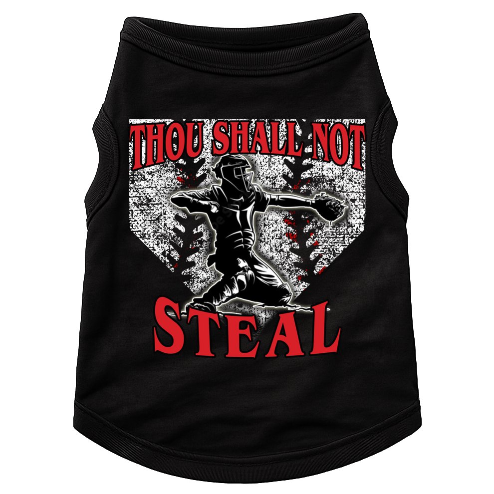 Baseball Catcher Thou Shall Not Steal Home Plate Gift Doggie Tank