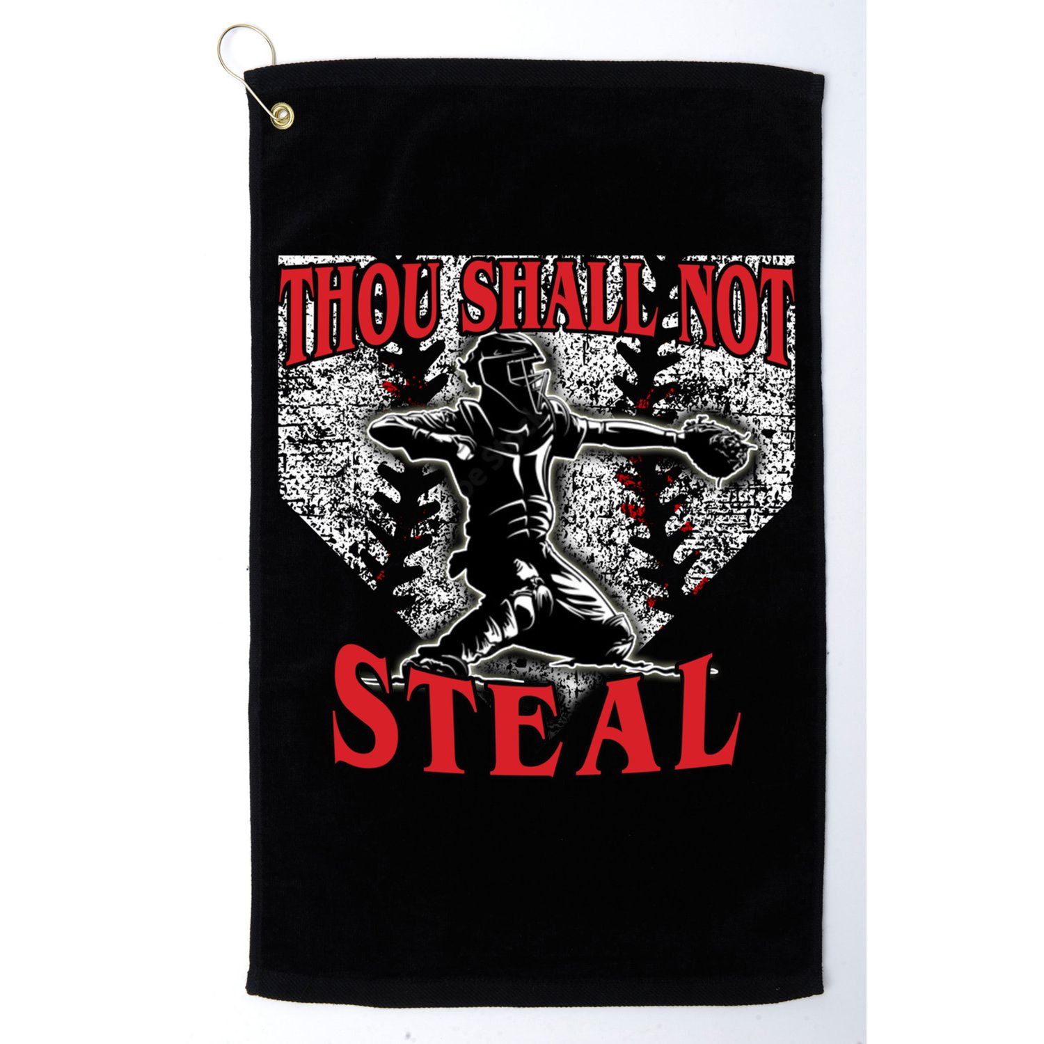 Baseball Catcher Thou Shall Not Steal Home Plate Gift Golf Towel