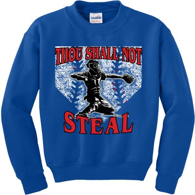 Baseball Catcher Thou Shall Not Steal Home Plate Gift Kids Sweatshirt