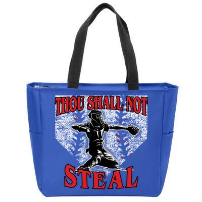Baseball Catcher Thou Shall Not Steal Home Plate Gift Zip Tote Bag
