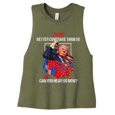 Better Coverage Than 5g Can You Hear Us Now Women's Racerback Cropped Tank