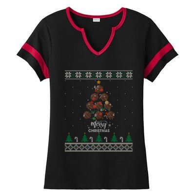 Basketball Christmas Tree Xmas Gift For Basketball Players Gift Ladies Halftime Notch Neck Tee