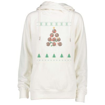 Basketball Christmas Tree Xmas Gift For Basketball Players Gift Womens Funnel Neck Pullover Hood