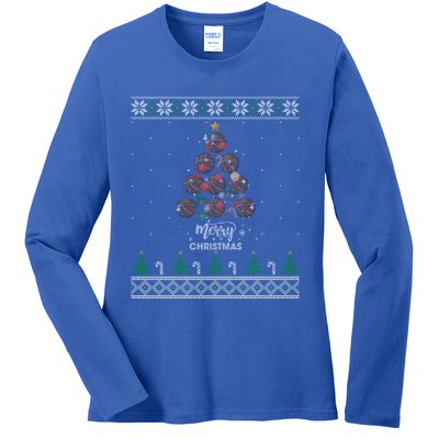 Basketball Christmas Tree Xmas Gift For Basketball Players Gift Ladies Long Sleeve Shirt