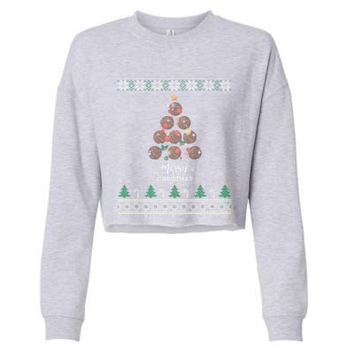 Basketball Christmas Tree Xmas Gift For Basketball Players Gift Cropped Pullover Crew