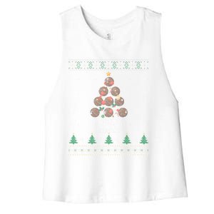 Basketball Christmas Tree Xmas Gift For Basketball Players Gift Women's Racerback Cropped Tank