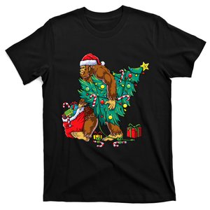 Bigfoot Christmas Tree Lights Xmas Boys  Sasquatch Lovers T-Shirt