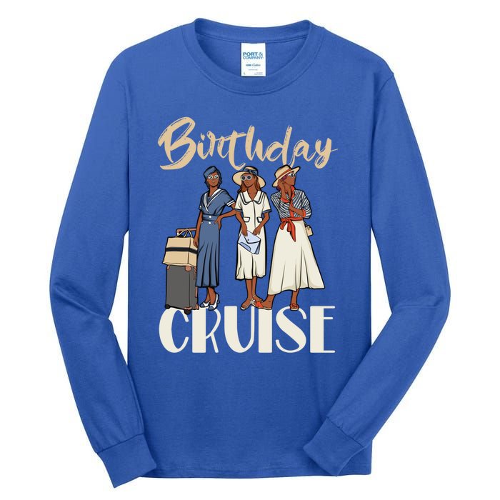 Birthday Cruise Trip For Black Melanin Cute Gift Tall Long Sleeve T-Shirt