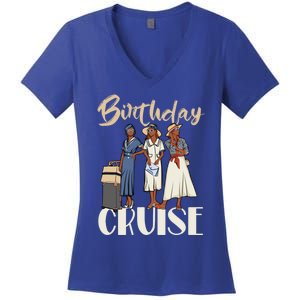 Birthday Cruise Trip For Black Melanin Cute Gift Women's V-Neck T-Shirt