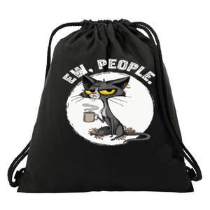 black cat tees funny wo ew people meowy cat lovers Drawstring Bag