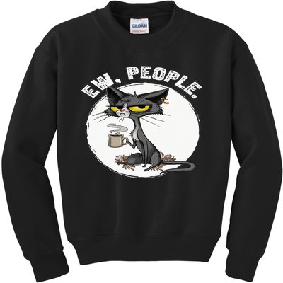 black cat tees funny wo ew people meowy cat lovers Kids Sweatshirt