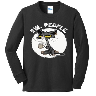 black cat tees funny wo ew people meowy cat lovers Kids Long Sleeve Shirt