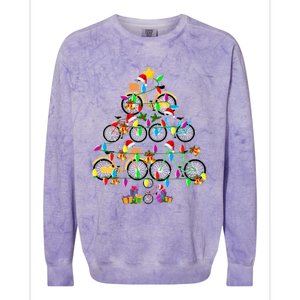 Bicycle Christmas Tree Funny Santa Bicycle Lover Biker Gifts Colorblast Crewneck Sweatshirt