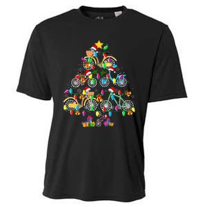 Bicycle Christmas Tree Funny Santa Bicycle Lover Biker Gifts Cooling Performance Crew T-Shirt